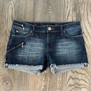 DL1961 Premium Denim Stella Dark Wash Cuffed Zipper Pockets Shorts Size 28